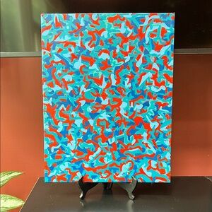 Dynamic Blue and Red Abstract Painting